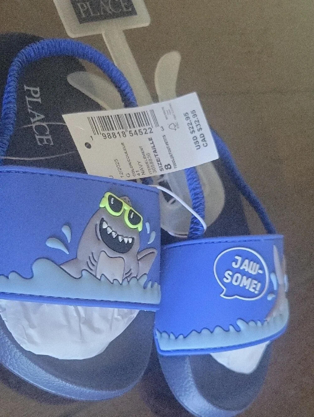 The Children's Place Blue Shark 'Jawsome' Slide Sandals for Kids